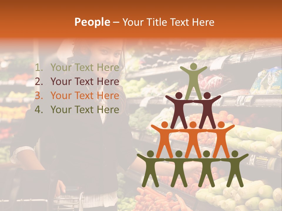 A Woman Standing In Front Of A Display Of Vegetables PowerPoint Template