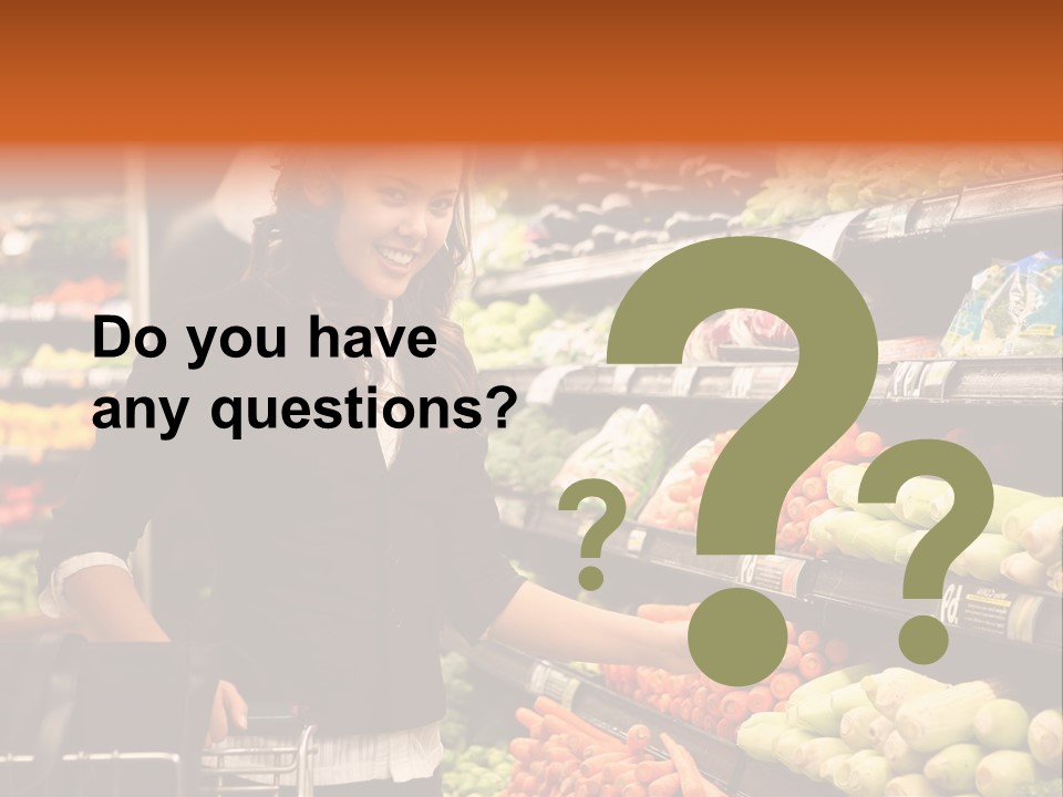 A Woman Standing In Front Of A Display Of Vegetables PowerPoint Template