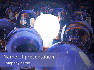 A Group Of Blue Helmets With A White Light In The Middle PowerPoint Template