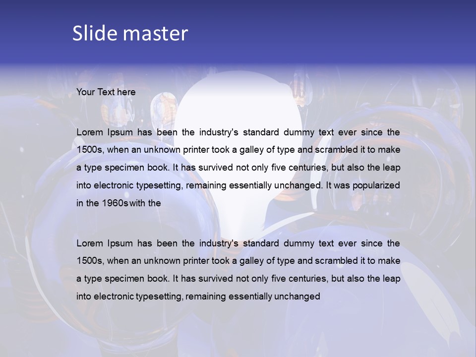 A Group Of Blue Helmets With A White Light In The Middle PowerPoint Template