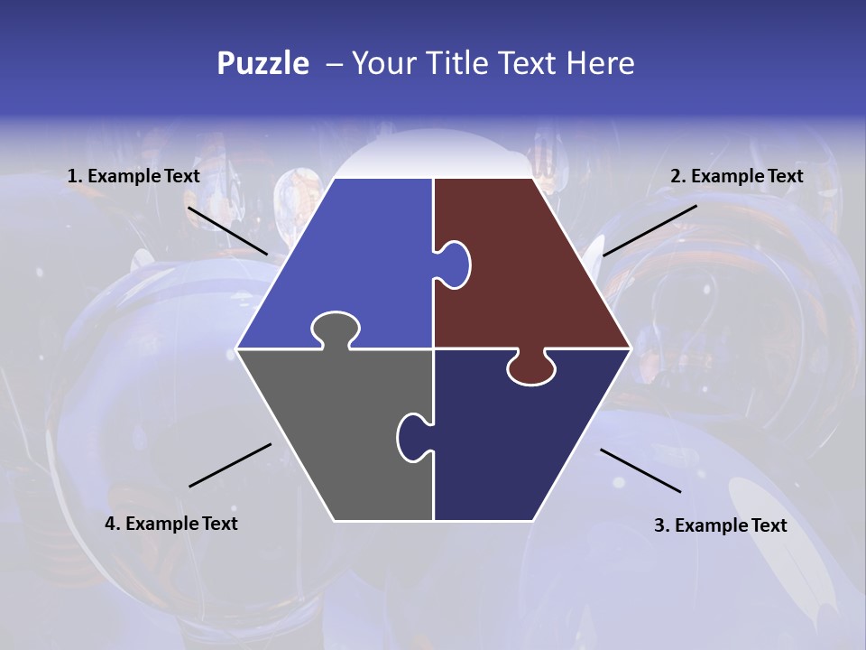 A Group Of Blue Helmets With A White Light In The Middle PowerPoint Template