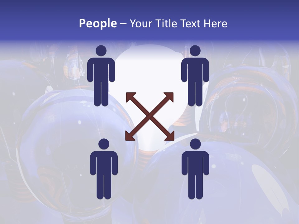 A Group Of Blue Helmets With A White Light In The Middle PowerPoint Template