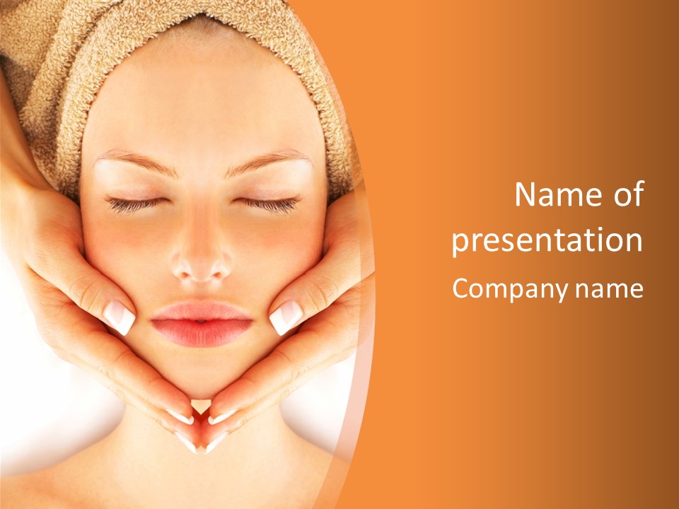 A Woman With A Towel On Her Head With Her Eyes Closed PowerPoint Template