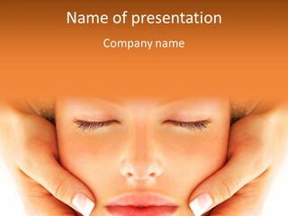 A Woman With Her Eyes Closed With Her Hands On Her Face PowerPoint Template