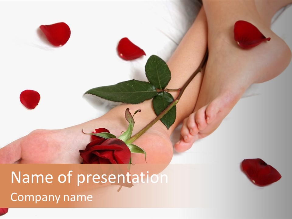 A Woman's Feet With A Rose On Top Of It PowerPoint Template
