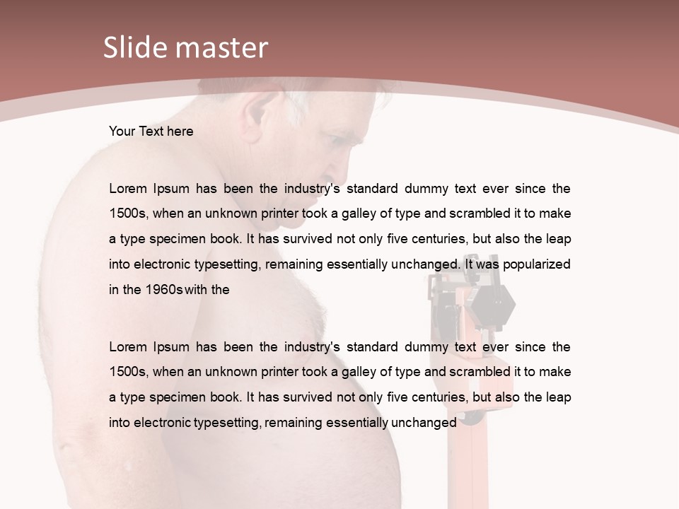 A Man With A Large Belly Standing Next To A Pink Object PowerPoint Template