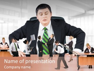 A Man In A Suit And Tie Standing In Front Of A Group Of People PowerPoint Template