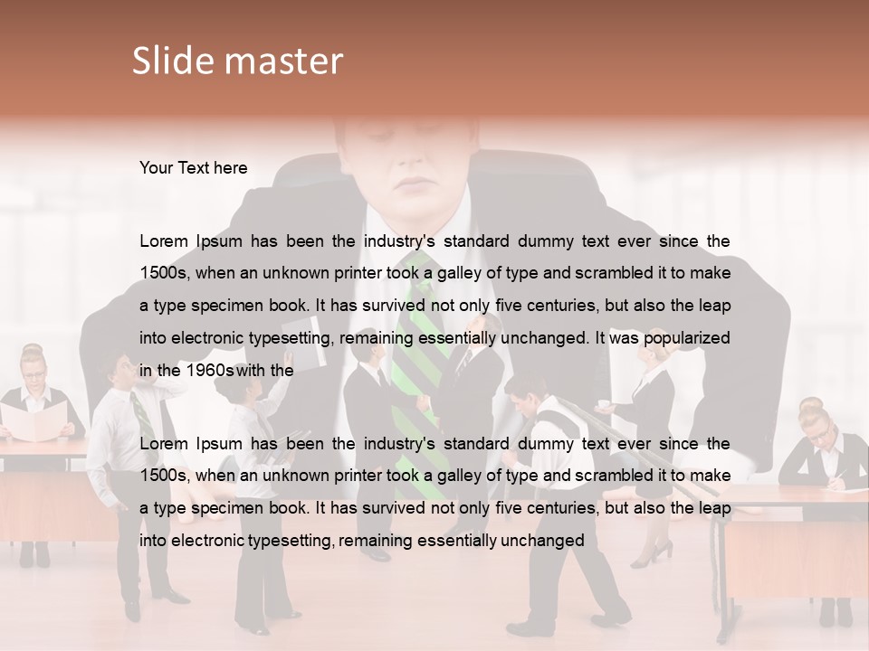 A Man In A Suit And Tie Standing In Front Of A Group Of People PowerPoint Template