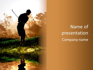 Pond Water Golfer PowerPoint Template