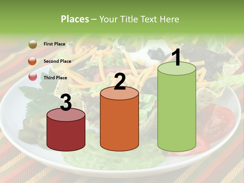 A White Plate Topped With A Salad Covered In Cheese PowerPoint Template