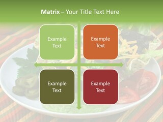 A White Plate Topped With A Salad Covered In Cheese PowerPoint Template