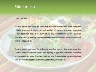 A White Plate Topped With A Salad Covered In Cheese PowerPoint Template