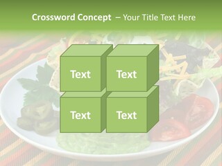 A White Plate Topped With A Salad Covered In Cheese PowerPoint Template