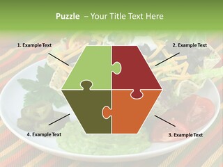 A White Plate Topped With A Salad Covered In Cheese PowerPoint Template