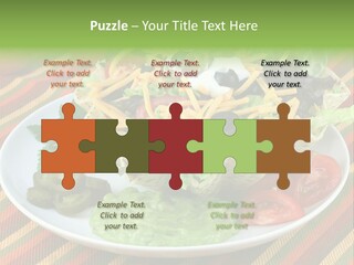 A White Plate Topped With A Salad Covered In Cheese PowerPoint Template