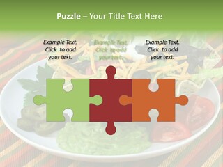 A White Plate Topped With A Salad Covered In Cheese PowerPoint Template