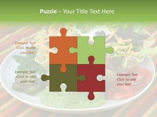 A White Plate Topped With A Salad Covered In Cheese PowerPoint Template