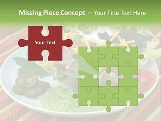 A White Plate Topped With A Salad Covered In Cheese PowerPoint Template
