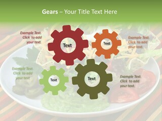 A White Plate Topped With A Salad Covered In Cheese PowerPoint Template