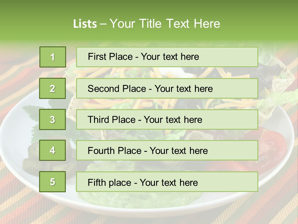 A White Plate Topped With A Salad Covered In Cheese PowerPoint Template