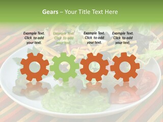 A White Plate Topped With A Salad Covered In Cheese PowerPoint Template
