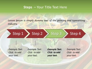 A White Plate Topped With A Salad Covered In Cheese PowerPoint Template