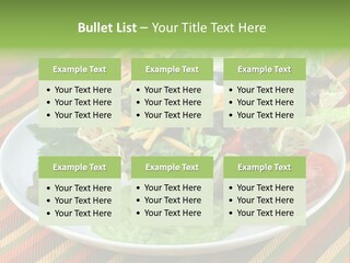 A White Plate Topped With A Salad Covered In Cheese PowerPoint Template