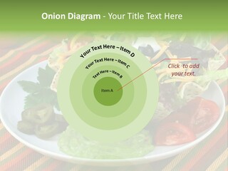 A White Plate Topped With A Salad Covered In Cheese PowerPoint Template