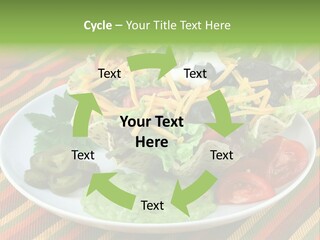 A White Plate Topped With A Salad Covered In Cheese PowerPoint Template