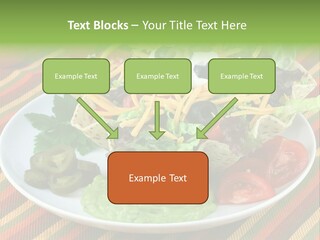 A White Plate Topped With A Salad Covered In Cheese PowerPoint Template