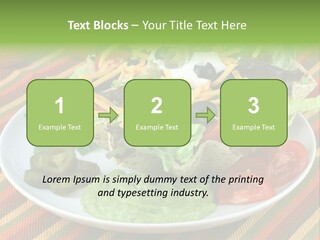 A White Plate Topped With A Salad Covered In Cheese PowerPoint Template