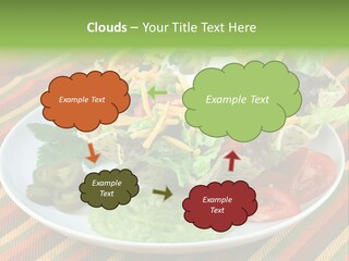 A White Plate Topped With A Salad Covered In Cheese PowerPoint Template
