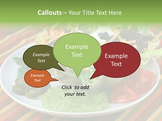 A White Plate Topped With A Salad Covered In Cheese PowerPoint Template