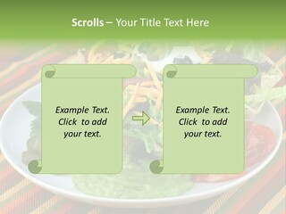 A White Plate Topped With A Salad Covered In Cheese PowerPoint Template
