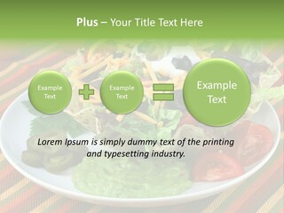A White Plate Topped With A Salad Covered In Cheese PowerPoint Template