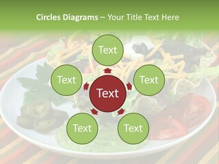 A White Plate Topped With A Salad Covered In Cheese PowerPoint Template