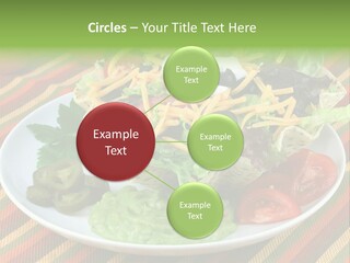 A White Plate Topped With A Salad Covered In Cheese PowerPoint Template