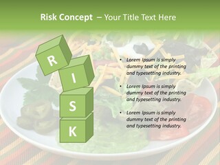 A White Plate Topped With A Salad Covered In Cheese PowerPoint Template