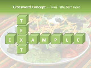 A White Plate Topped With A Salad Covered In Cheese PowerPoint Template