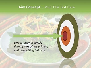 A White Plate Topped With A Salad Covered In Cheese PowerPoint Template