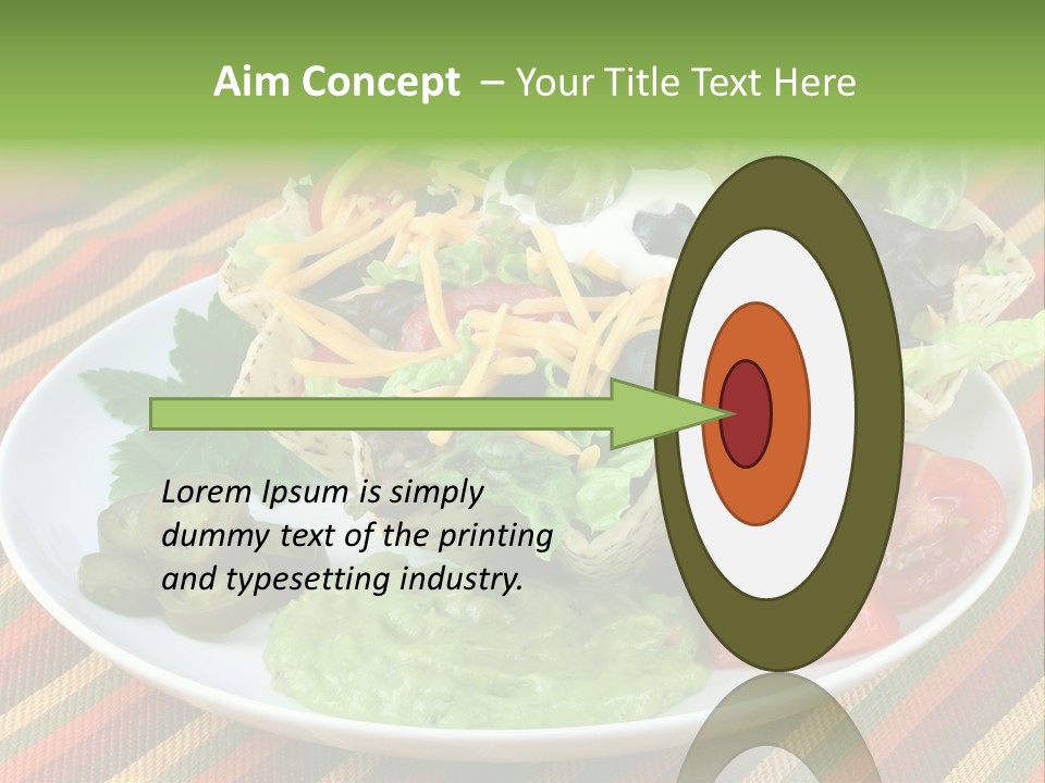 A White Plate Topped With A Salad Covered In Cheese PowerPoint Template