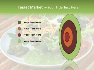 A White Plate Topped With A Salad Covered In Cheese PowerPoint Template