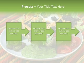 A White Plate Topped With A Salad Covered In Cheese PowerPoint Template