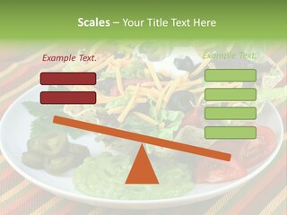 A White Plate Topped With A Salad Covered In Cheese PowerPoint Template