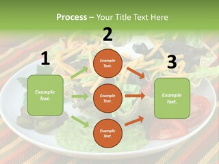 A White Plate Topped With A Salad Covered In Cheese PowerPoint Template