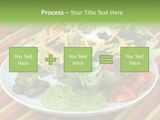 A White Plate Topped With A Salad Covered In Cheese PowerPoint Template