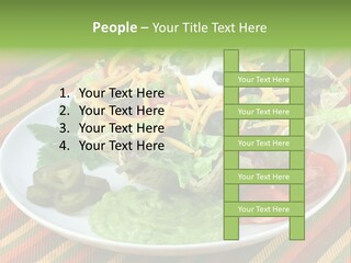 A White Plate Topped With A Salad Covered In Cheese PowerPoint Template