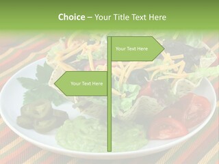 A White Plate Topped With A Salad Covered In Cheese PowerPoint Template