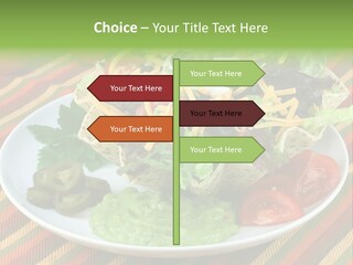 A White Plate Topped With A Salad Covered In Cheese PowerPoint Template