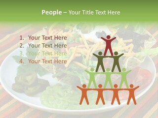 A White Plate Topped With A Salad Covered In Cheese PowerPoint Template